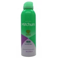 Green Mitchum Women Shower Fresh deodorant spray, 200ml, with purple accent and 48HR protection label.