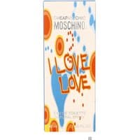 Moschino I Love Love Eau de Toilette 30ml, colorful bottle with orange and blue abstract design.