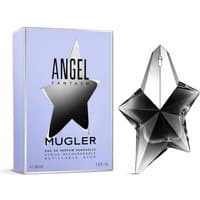 Mugler Angel Fantasm Eau De Parfum 50ml, star-shaped clear bottle, next to light blue box with black star design.