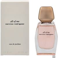 Narciso Rodriguez All Of Me Eau de Parfum 50ml, clear bottle with rose gold cap, beside matching cream box.