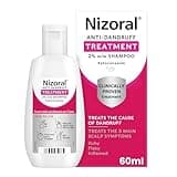 White bottle of Nizoral Anti-Dandruff Shampoo with pink label, 60ml, next to matching pink and white box.