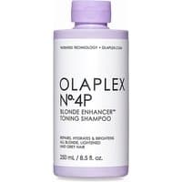 Olaplex No.4P Blonde Enhancer Toning Shampoo, 250ml, white bottle with purple cap and label accents.