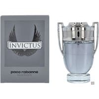 Paco Rabanne Invictus Eau de Toilette 100ml, trophy-shaped silver cap, clear base, gray box with winged logo.