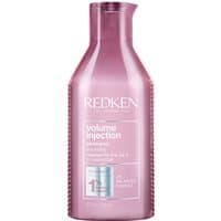 Redken Volume Injection Shampoo 300ml in a pink bottle with a flip-top cap and white text.