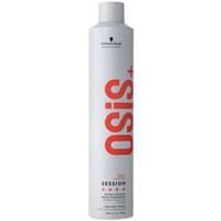 White Schwarzkopf OSiS+ Session spray can with red logo and extra strong hold label, 500ml size.