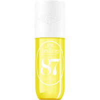 Yellow Sol de Janeiro Brazilian CHEIROSA 87 Rio Radiance bottle with white cap and bold white text.