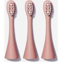 Pink Spotlight Oral Care Sonic Pro toothbrush replacement heads with white bristles, set of three.
