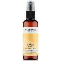Tisserand Happy Vibes MoodFix Mist 100ml, amber spray bottle with black cap and yellow label.