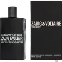Black rectangular Zadig & Voltaire This Is Him! Eau de Toilette 100ml bottle with matching black box.
