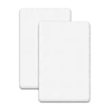Two white waterproof crib mattress protectors, ultra-soft, non-noisy, rectangular, 83-85 x 50-51 cm.