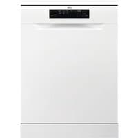 White AEG FFX32617ZW freestanding dishwasher with digital control panel and sleek handle.