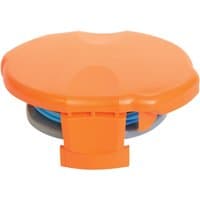 Orange Alm spool and line cover with blue line, 1.5mm thickness, compact round design, suitable for trimmers.
