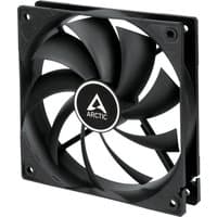Black ARCTIC F12 PWM PST 120 mm case fan with nine curved blades and central Arctic logo.