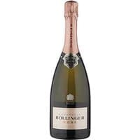 Bollinger Rosé Brut 75cl champagne bottle with pink foil, black label, and St Austell Brewery branding.