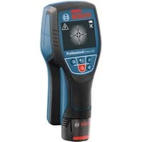 Bosch D-TECT120 wallscanner with blue and black casing, digital display, and red buttons, includes 1x1.5Ah battery.