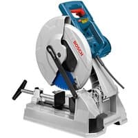Bosch GCD 12 JL metal cut-off saw with blue handle, silver blade guard, and sturdy base.