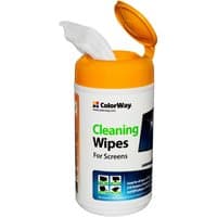Orange-lidded Colorway CW-1071 surface preparation wipe container with visible white wipe and screen cleaning label.