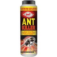 Red and yellow Doff Ant Killer 300g bottle with large ant image and bold text.