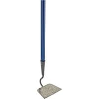 Blue-handled Draper Carbon Steel Draw Hoe with a flat, rectangular blade and sturdy metal neck.