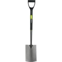 Draper Carbon Steel Garden Spade with black D-handle and silver blade.
