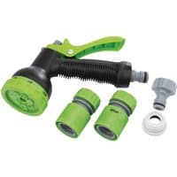Draper Spray Gun Kit with green and black spray nozzle, three connectors, and a white adapter.