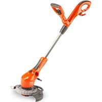 Orange Flymo electric line trimmer with ergonomic handle, adjustable shaft, and 30cm cutting head.