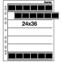 Hama negative sleeves, transparent polypropylene with 24x36 mm slots, six rows, side holes for binder.