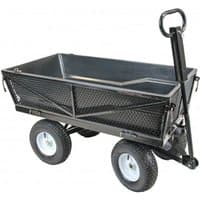 Black Handy THMPC 300kg cart with mesh sides, four pneumatic wheels, and a padded handle.