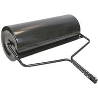 Black Handy THTGR 36" towed garden roller with cylindrical drum and metal tow bar.