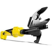 Yellow and black Karcher cordless tree lopper with sharp dual blades and ergonomic handle.