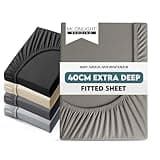 Grey king size fitted sheet, 40 cm deep pocket, ultra-soft brushed microfiber, shrinkage and fade resistant.