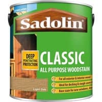 Sadolin Classic Wood Protection can, green label, light oak color, 2.5L, deep penetrating protection for exterior wood.