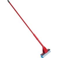 Red Vileda Magic Mop Angled with long handle and blue sponge head for efficient floor cleaning.