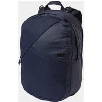 Navy Helly Hansen Explorer backpack with padded straps, front zipper pocket, and textured fabric design.