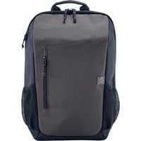 Iron grey HP 18L laptop backpack with front zipper pocket, padded straps, and top handle.