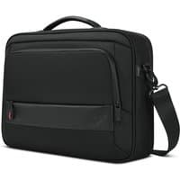Black Lenovo ThinkPad 14-inch toploader bag with padded handle, front zip pocket, and adjustable shoulder strap.