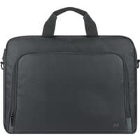 Black Mobilis briefcase with dual handles, front zip pocket, and subtle logo; fits 14-16 inch laptops, 30% recycled.