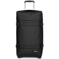 Black Eastpak Transitr L suitcase with telescopic handle, two wheels, and adjustable side straps.