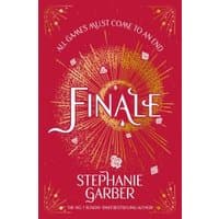 Red book cover of "Finale" by Stephanie Garber with gold sunburst design and white text.