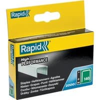 Rapid 11908131 staples pack, 2000 staples, blue and yellow box with high performance label and staple illustration.