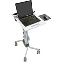 Grey Ergotron Neo-Flex Laptop Cart with adjustable height, four wheels, and a side mouse tray.