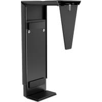 Black Fellowes under desk CPU holder with adjustable bracket and sleek design.