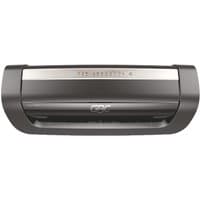 Black GBC 4402133 hot laminator with sleek design, silver accent, and 1400 mm/min laminating speed.