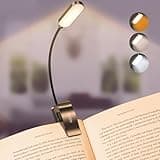 Gritin 16 LED reading light with flexible neck, clip-on base, and three light modes in white, amber, and mixed.