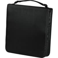Black Hama CD wallet made of nylon, holds 160 discs, with a zipper closure and a carrying handle on top.