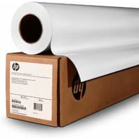 HP bright white paper roll 24-inch by 45.7m, 4-pack, large format, on brown box with label.