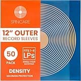SPINCARE 12" UV protection vinyl record sleeves, clear polyethylene, fits single/double LPs, 50 pack, orange label.