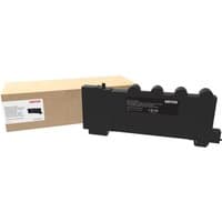 Black Xerox waste toner container with label, next to a plain brown cardboard box.