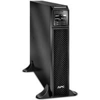 Black APC Smart-UPS tower with digital display, vented front, 8 C13 and 2 C19 outlets, SmartSlot, extended runtime.