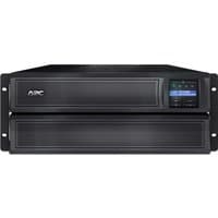 Black APC Smart-UPS X SMX3000HVNC with LCD display, 8 C13 and 2 C19 outlets, USB port, short depth design.